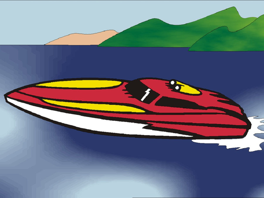 Sandbilder Motiv - Rennboot im Meer