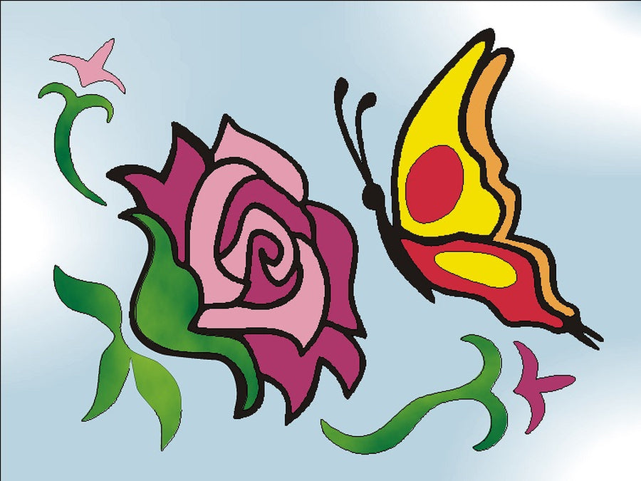 Sandbilder Motiv - Rose mit Schmetterling