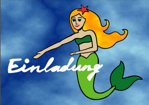 Einladungskarte Sandbild "Meerjungfrau" / Geburtstag