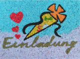 Einladungskarte Sandbild "Schultüte / Zuckertüte / Einschulung"