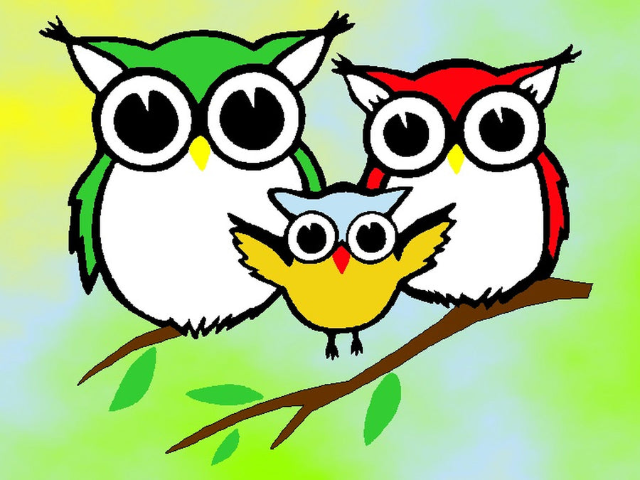 Sandbilder Motiv - Eulen Familie