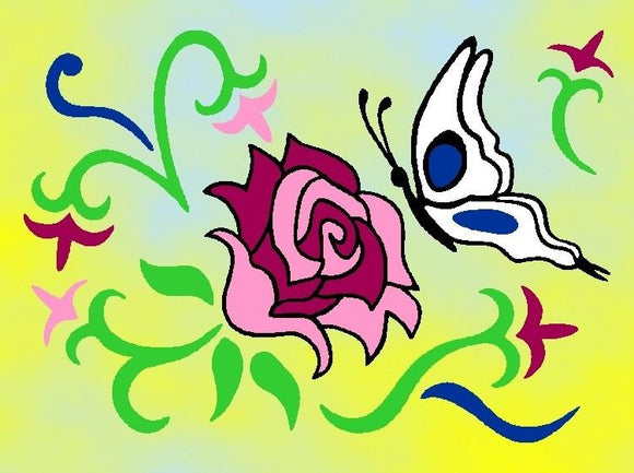 Rose mit Schmetterling