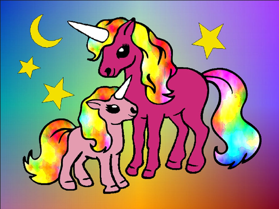Sandbilder Motiv - Einhorn mit Baby
