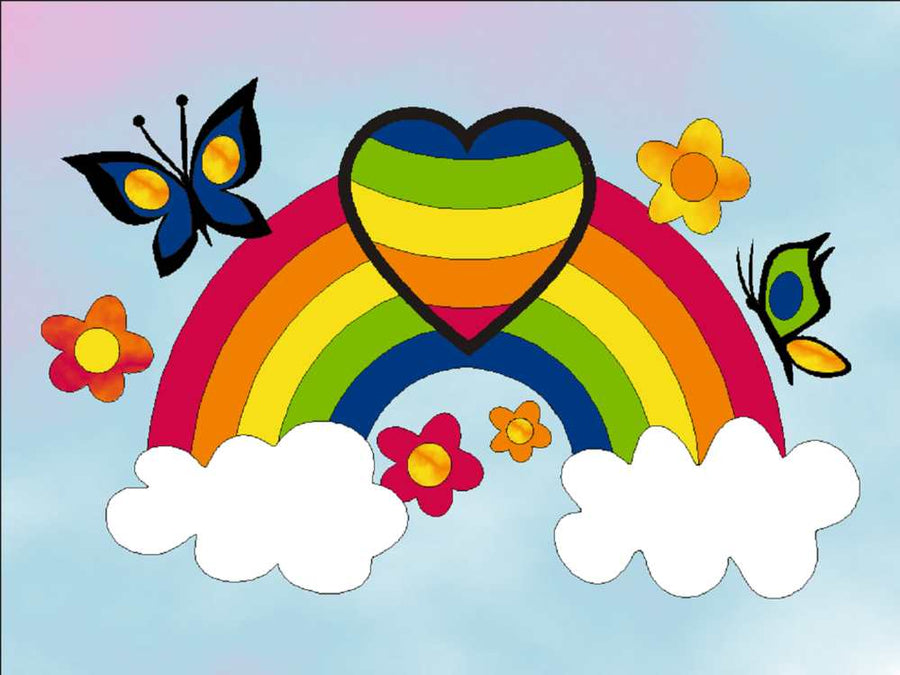 Sandbilder Motiv - Regenbogen / Herz / Schmetterlinge
